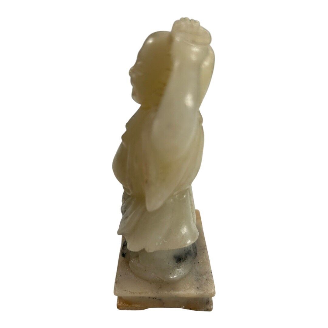 Antique Chinese Happy Buddha Jade Carved Sculpture