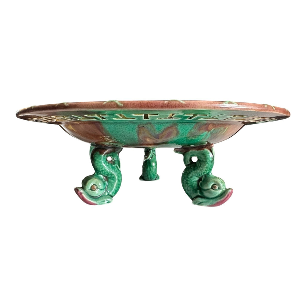 Antique Wedgwood Majolica Match Striker Ashtray - Fish Feet Tortoise Glaze