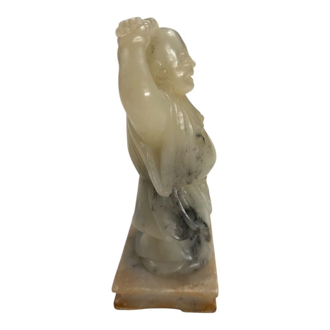 Antique Chinese Happy Buddha Jade Carved Sculpture