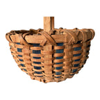 Vintage Handwoven Split Oak Buttocks Gathering Basket with Blue Accent