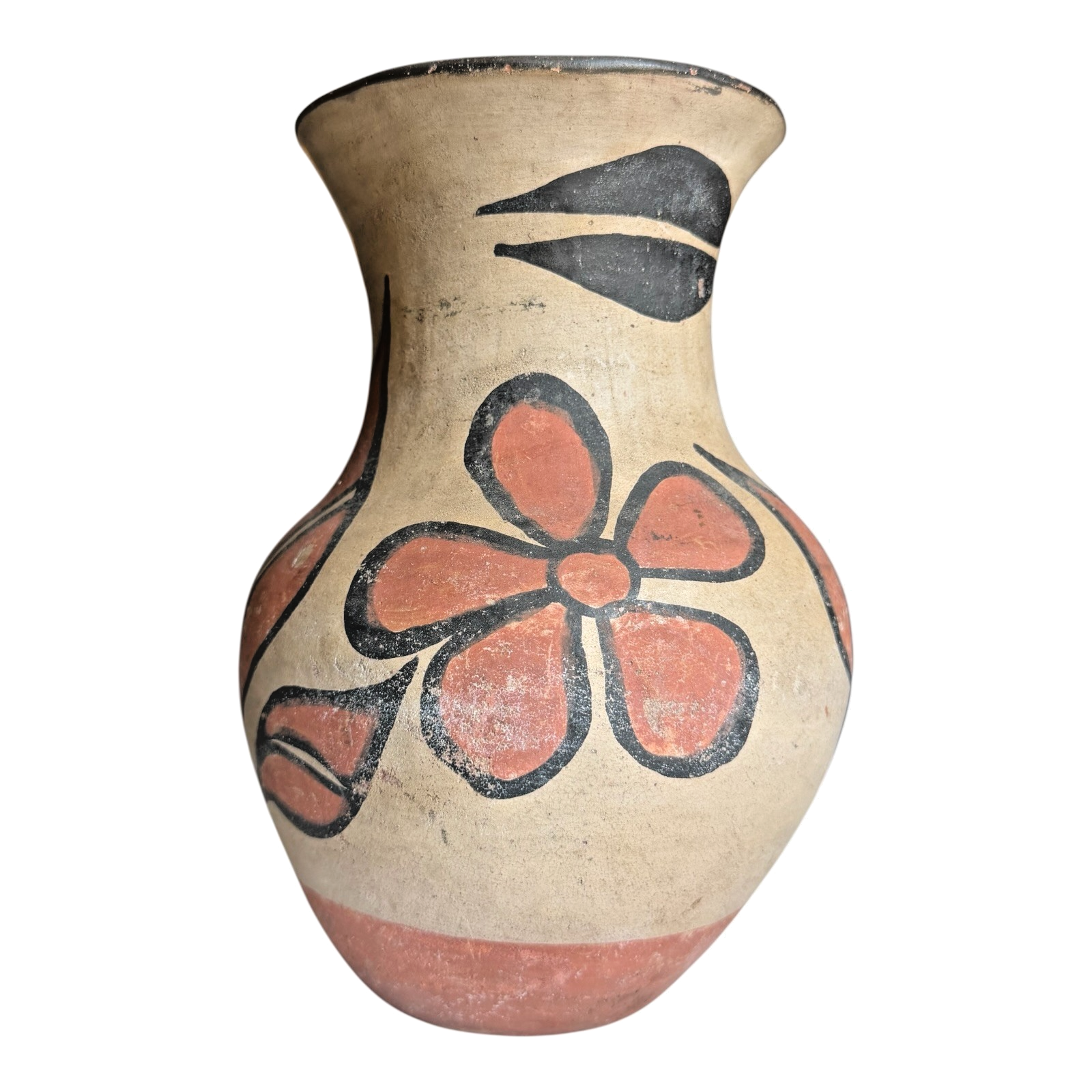 Vintage Santo Domingo Pueblo Native American Floral Pottery Vase