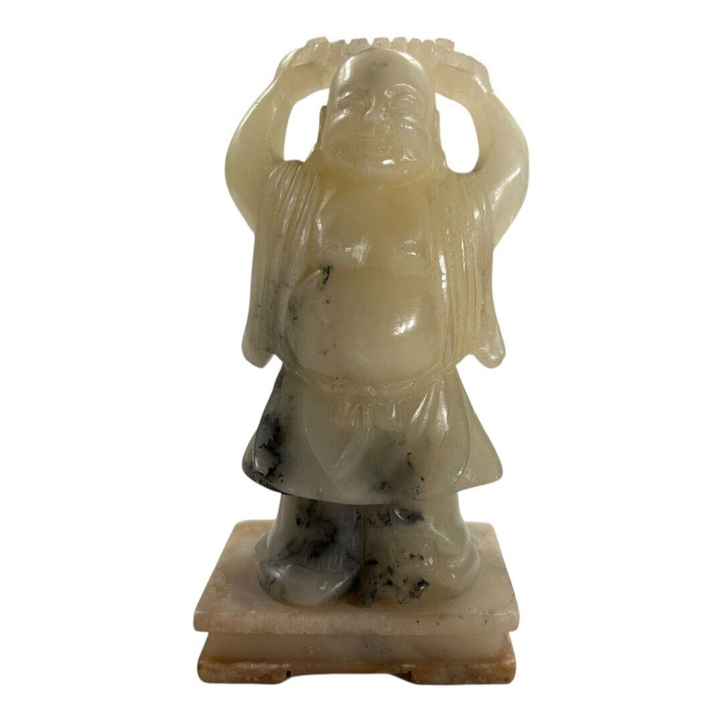 Antique Chinese Happy Buddha Jade Carved Sculpture