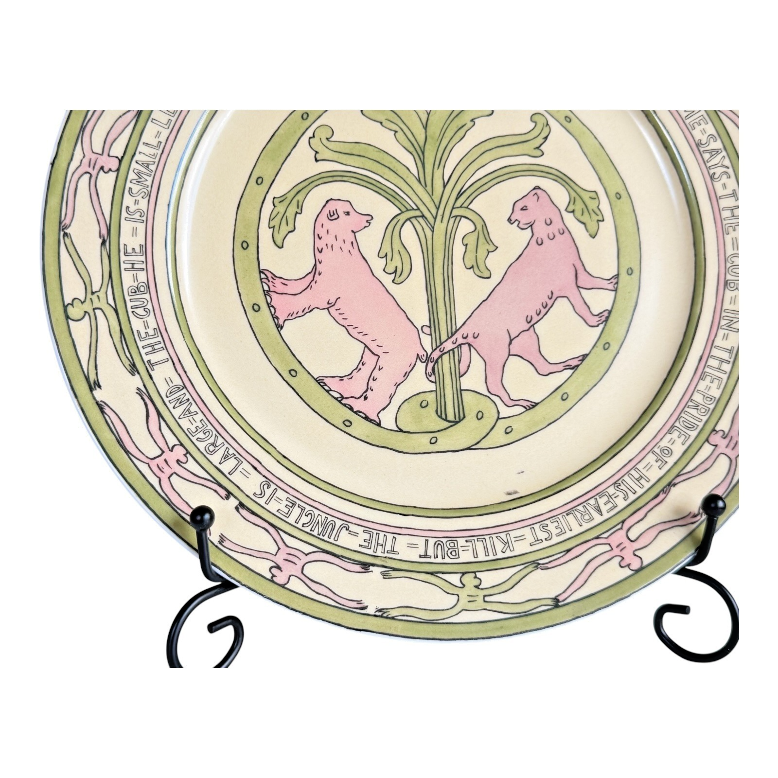 Antique Rare Limoges Guerin Mary Bacon Jones Jungle Book Folk Design Plate