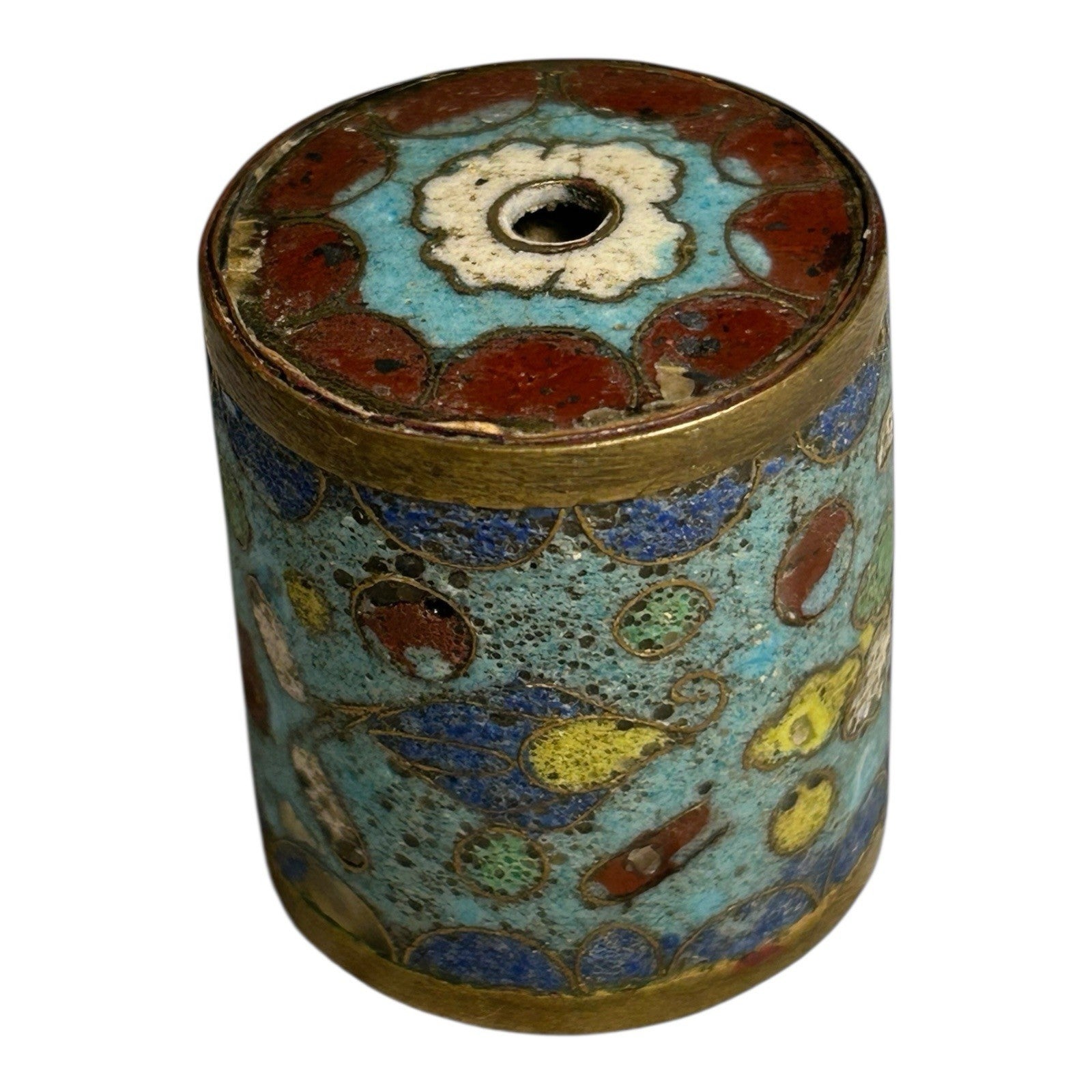 Antique Japanese Cloisonne Large Cylinder Bead