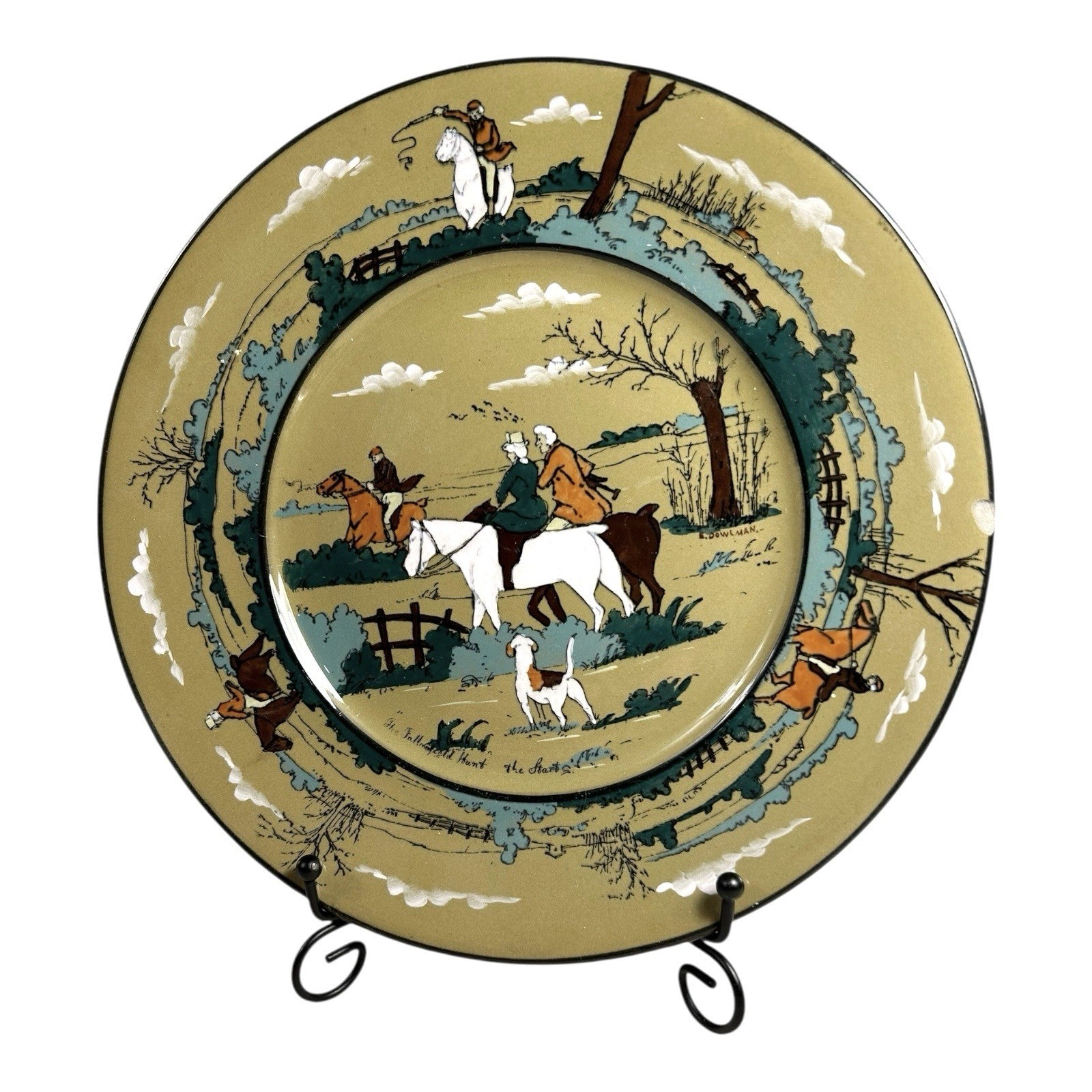 Antique Buffalo Pottery Deldare Ware Fallowfield Hunt Series Plate