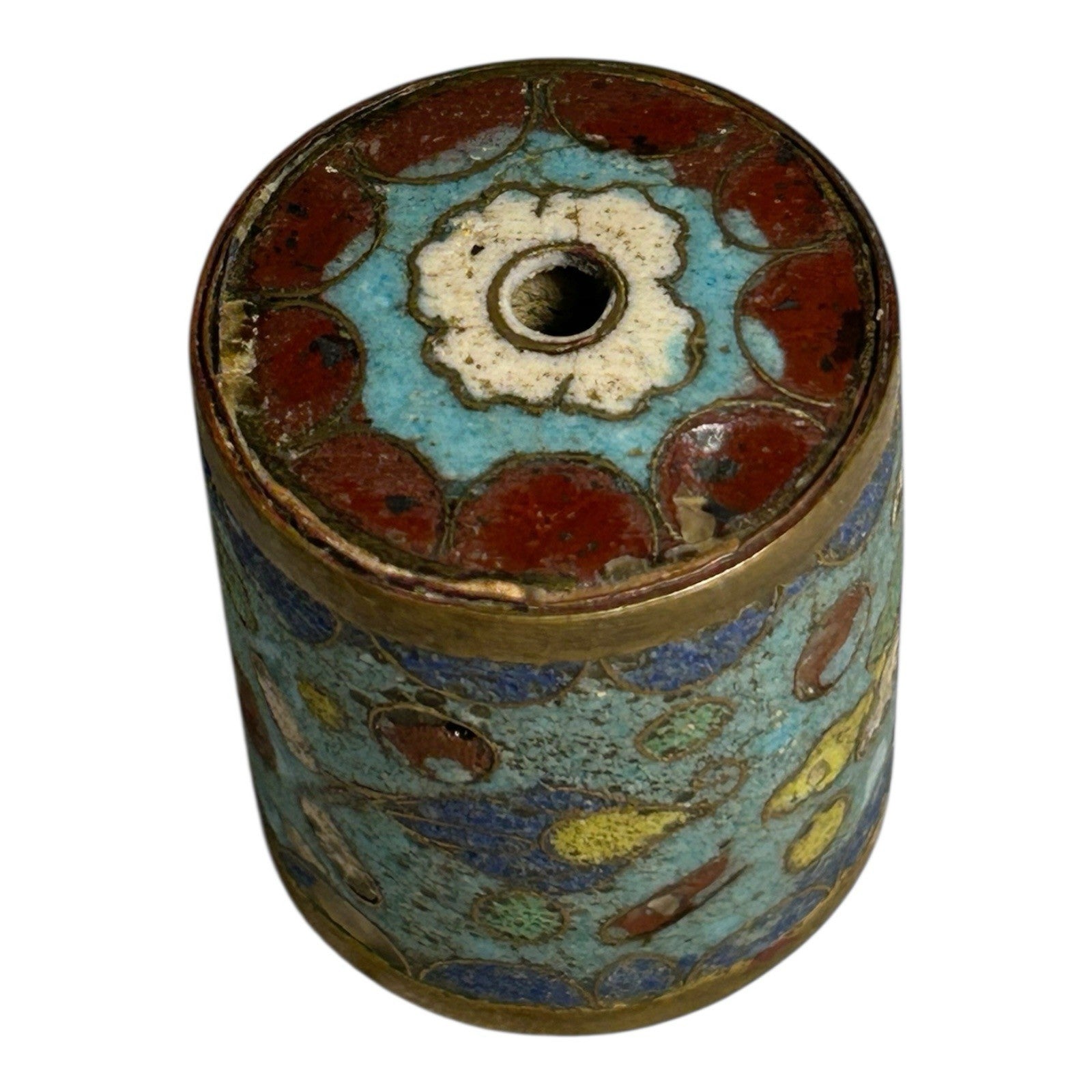 Antique Japanese Cloisonne Large Cylinder Bead
