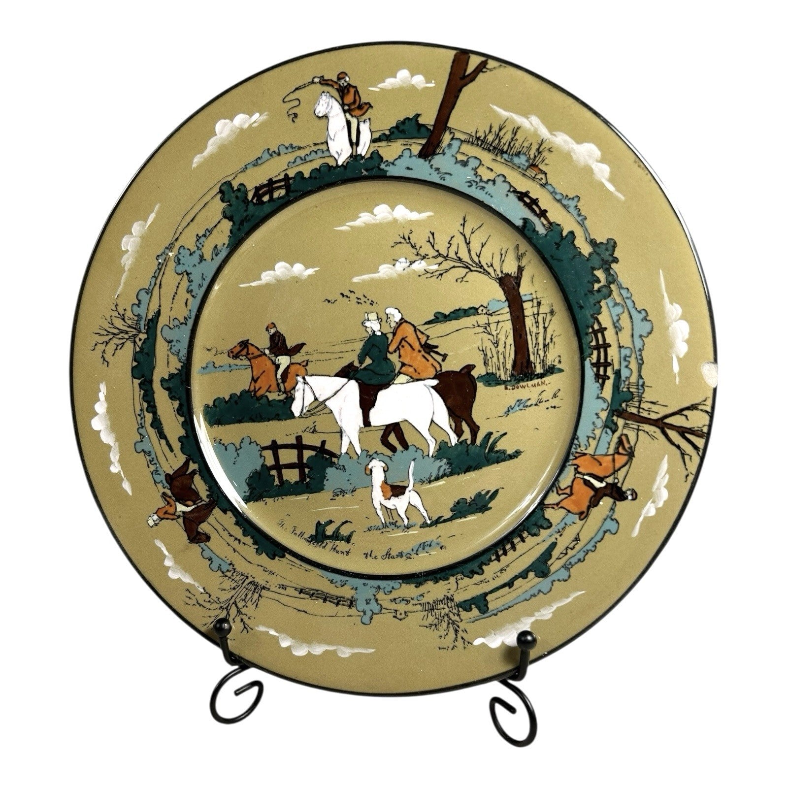 Antique Buffalo Pottery Deldare Ware Fallowfield Hunt Series Plate