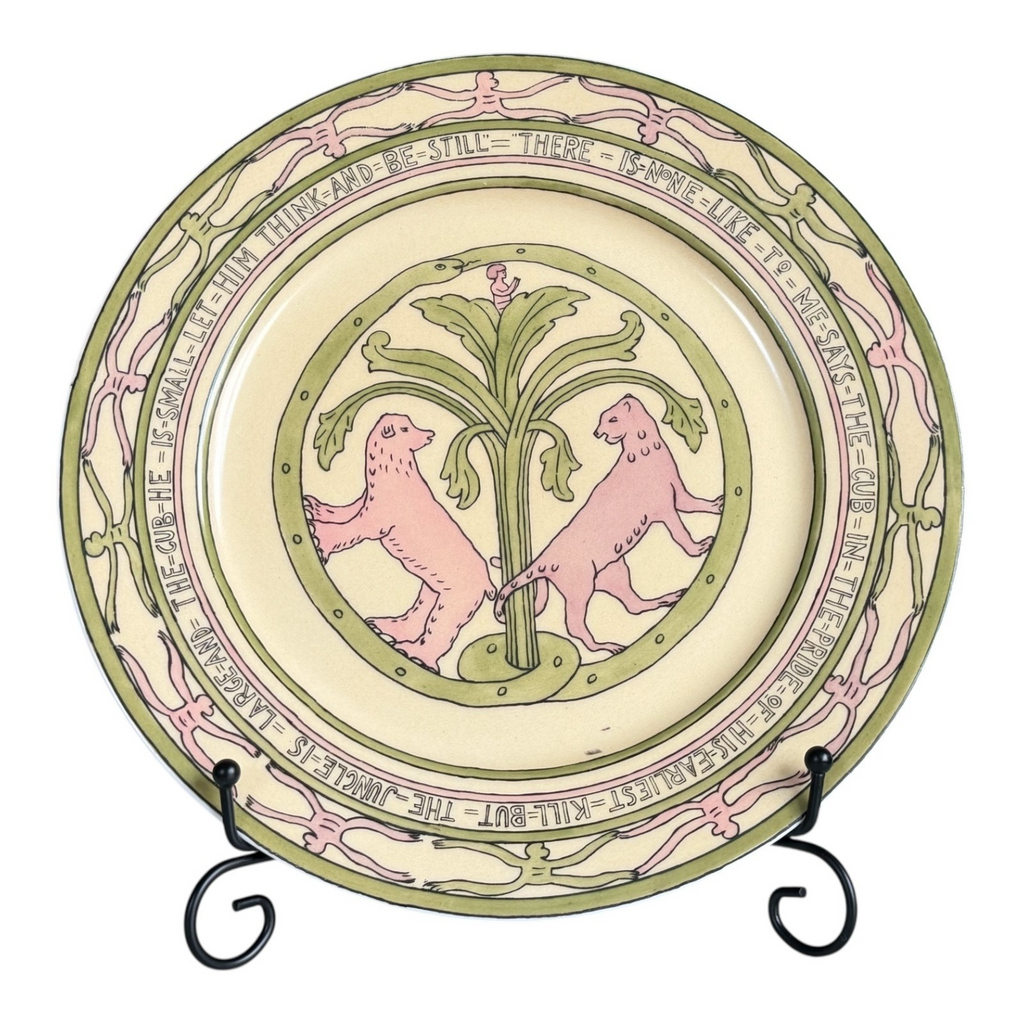 Antique Rare Limoges Guerin Mary Bacon Jones Jungle Book Folk Design Plate