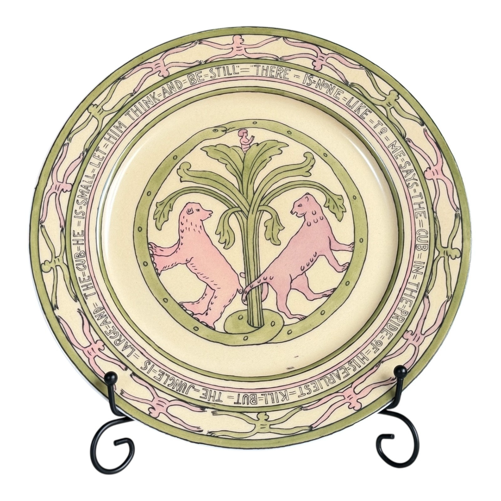 Antique Rare Limoges Guerin Mary Bacon Jones Jungle Book Folk Design Plate