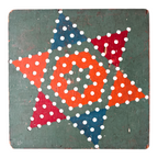 Antique Folk Art Chinese Checkers Style Peg Pin Game Board