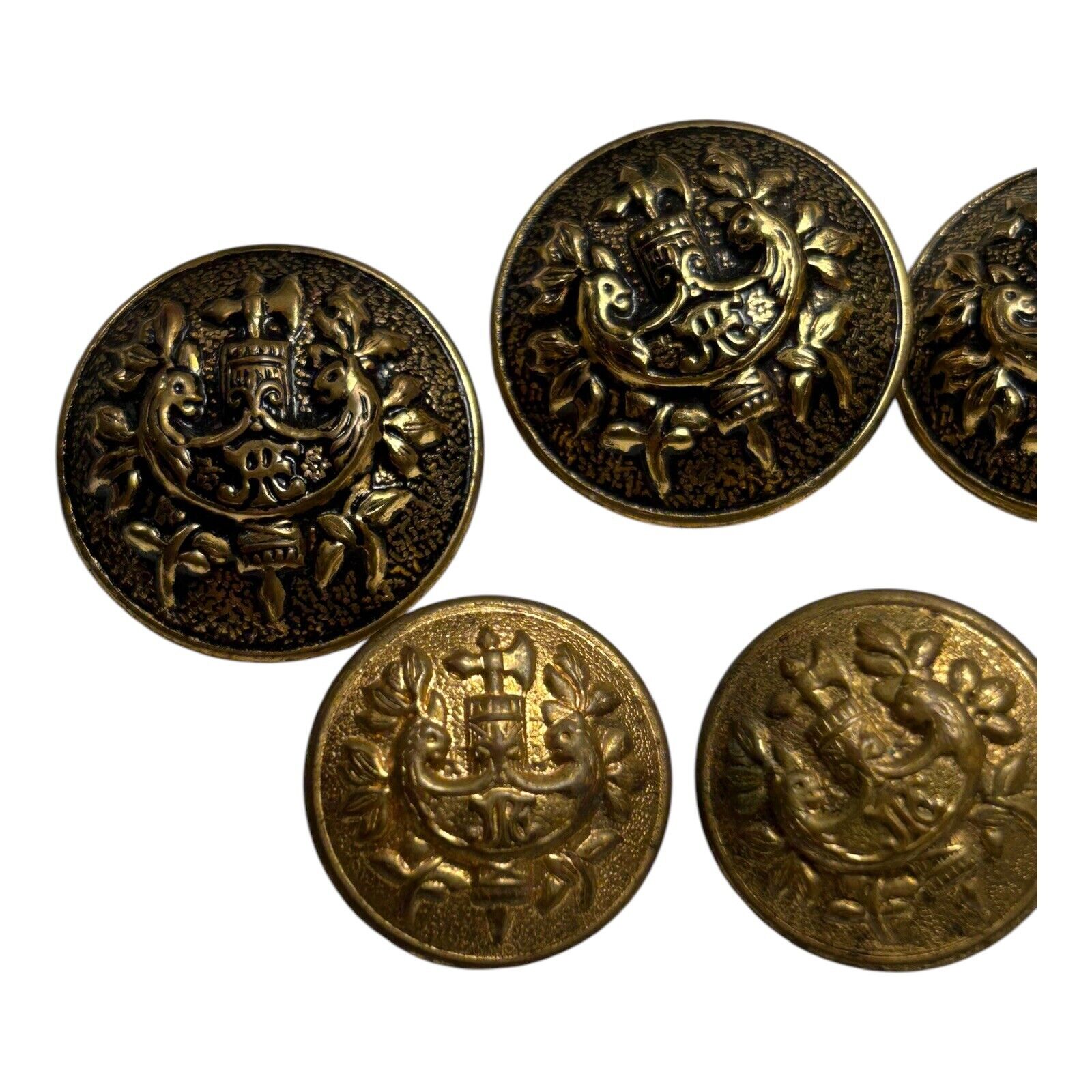 Vintage WW1 French Facing Gargoyles Fleur de Lis Brass Buttons