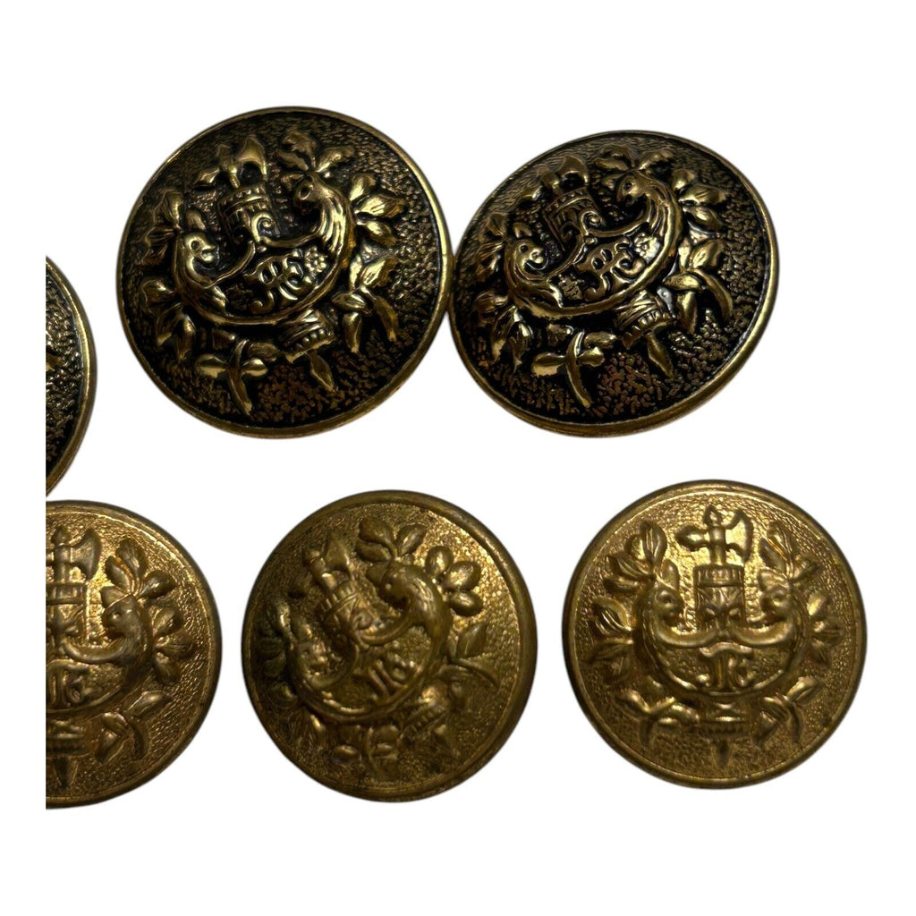 Vintage WW1 French Facing Gargoyles Fleur de Lis Brass Buttons