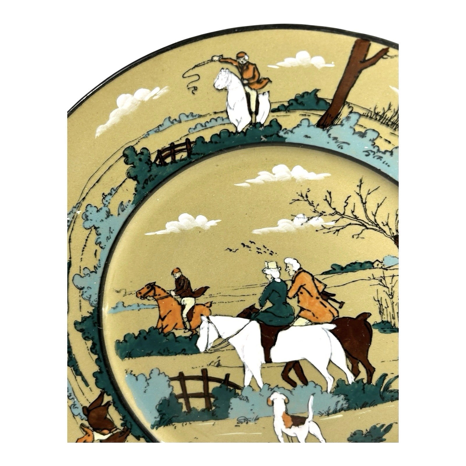 Antique Buffalo Pottery Deldare Ware Fallowfield Hunt Series Plate