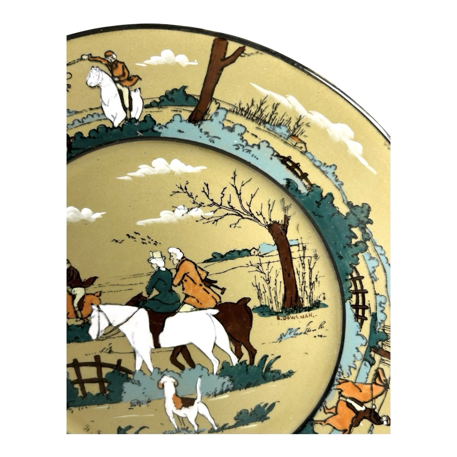 Antique Buffalo Pottery Deldare Ware Fallowfield Hunt Series Plate