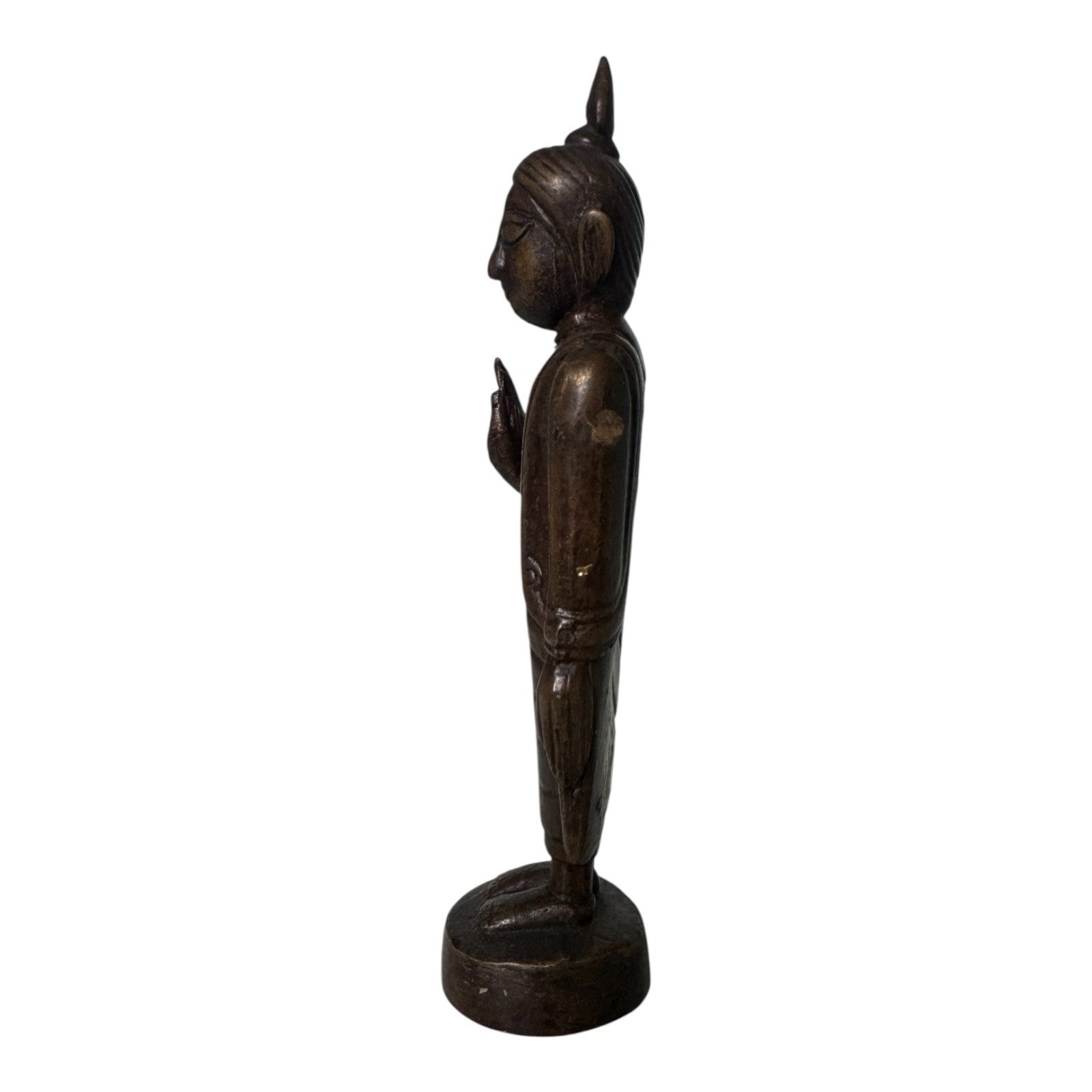 Antique Asian Bronze Standing Buddha Figure Sculpture