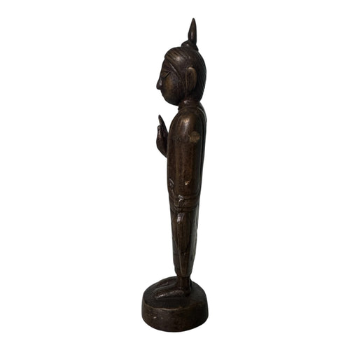 Antique Asian Bronze Standing Buddha Figure Sculpture