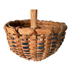 Vintage Handwoven Split Oak Buttocks Gathering Basket with Blue Accent