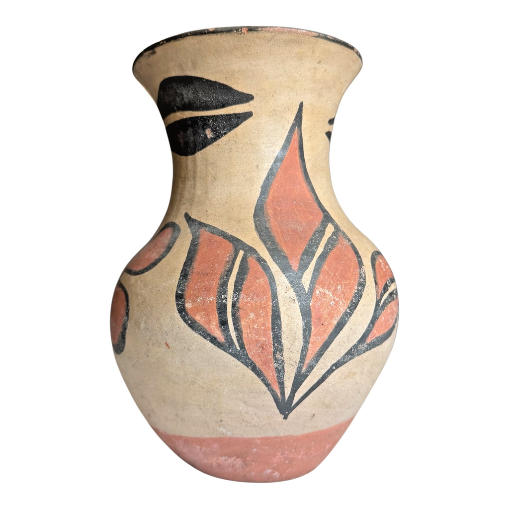 Vintage Santo Domingo Pueblo Native American Floral Pottery Vase