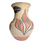Vintage Santo Domingo Pueblo Native American Floral Pottery Vase