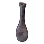 Vintage Mid-Century Modern Amethyst Purple Textured Art Glass Pinched Vase