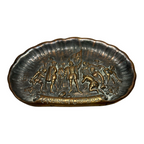 Antique Brass Landing of Christopher Columbus Bas Relief Dish
