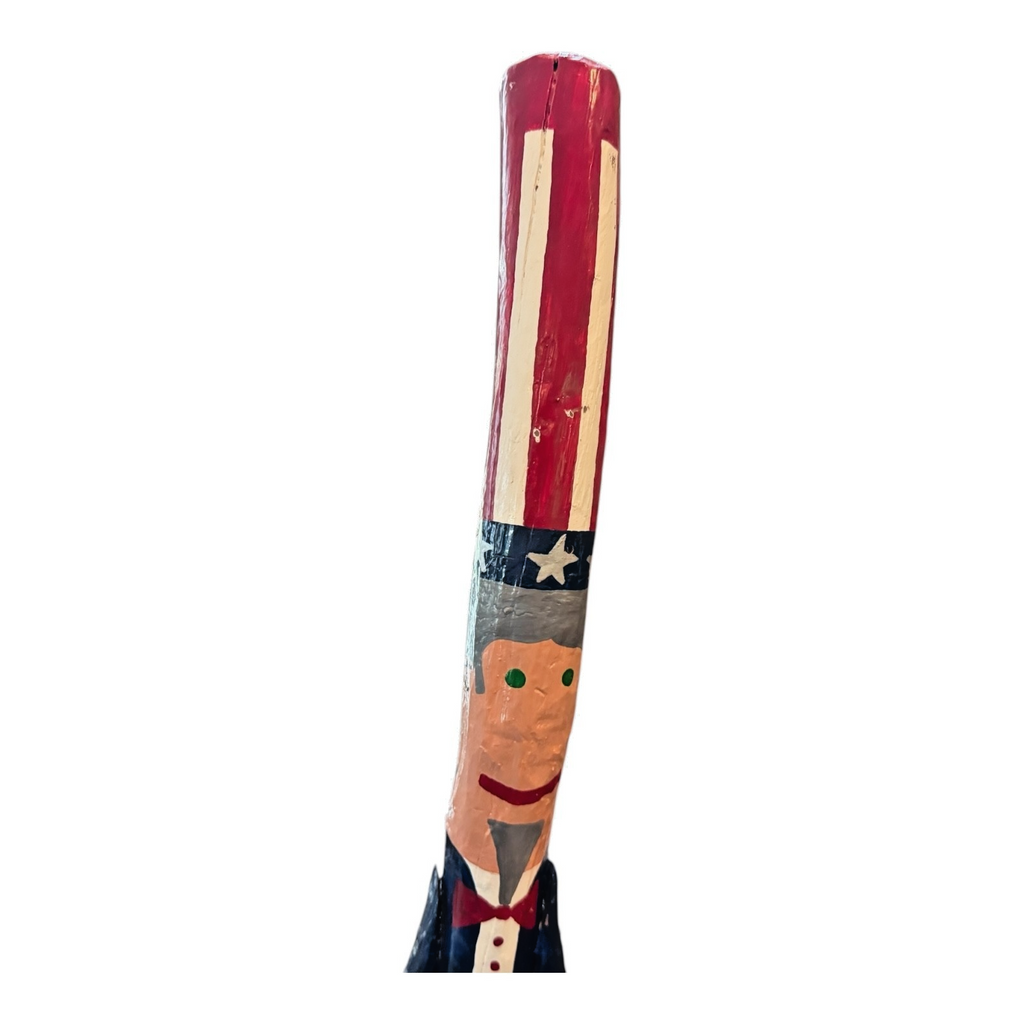 Vintage Patriotic Handmade Folk Art Wooden Uncle Sam Sculpture - Signed