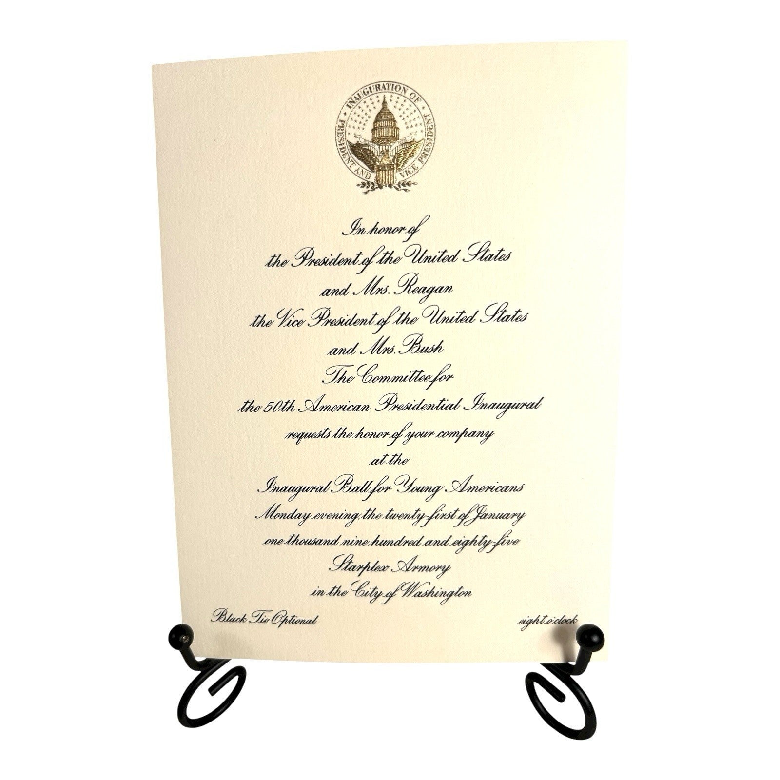 Vintage Official Authentc Ronald Reagan George Bush Inauguration Invitation 1985