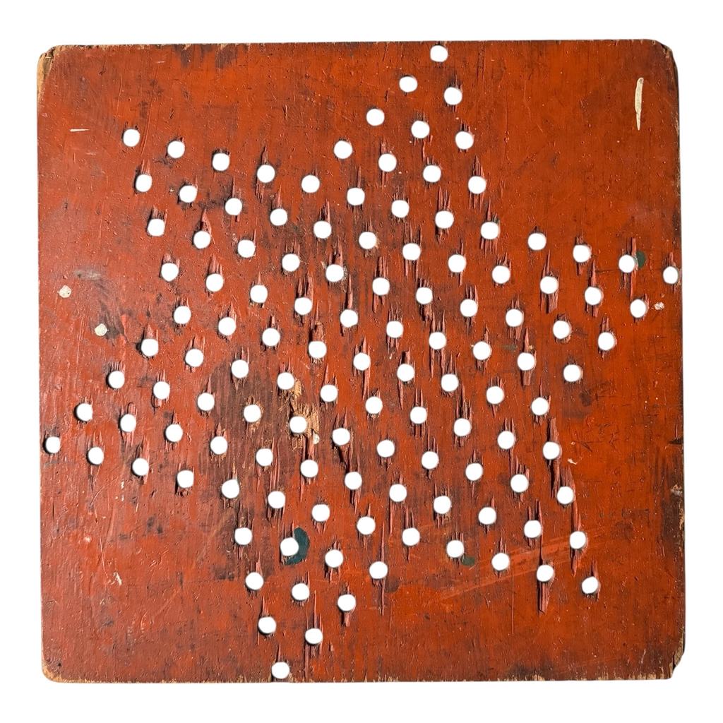 Antique Folk Art Chinese Checkers Style Peg Pin Game Board