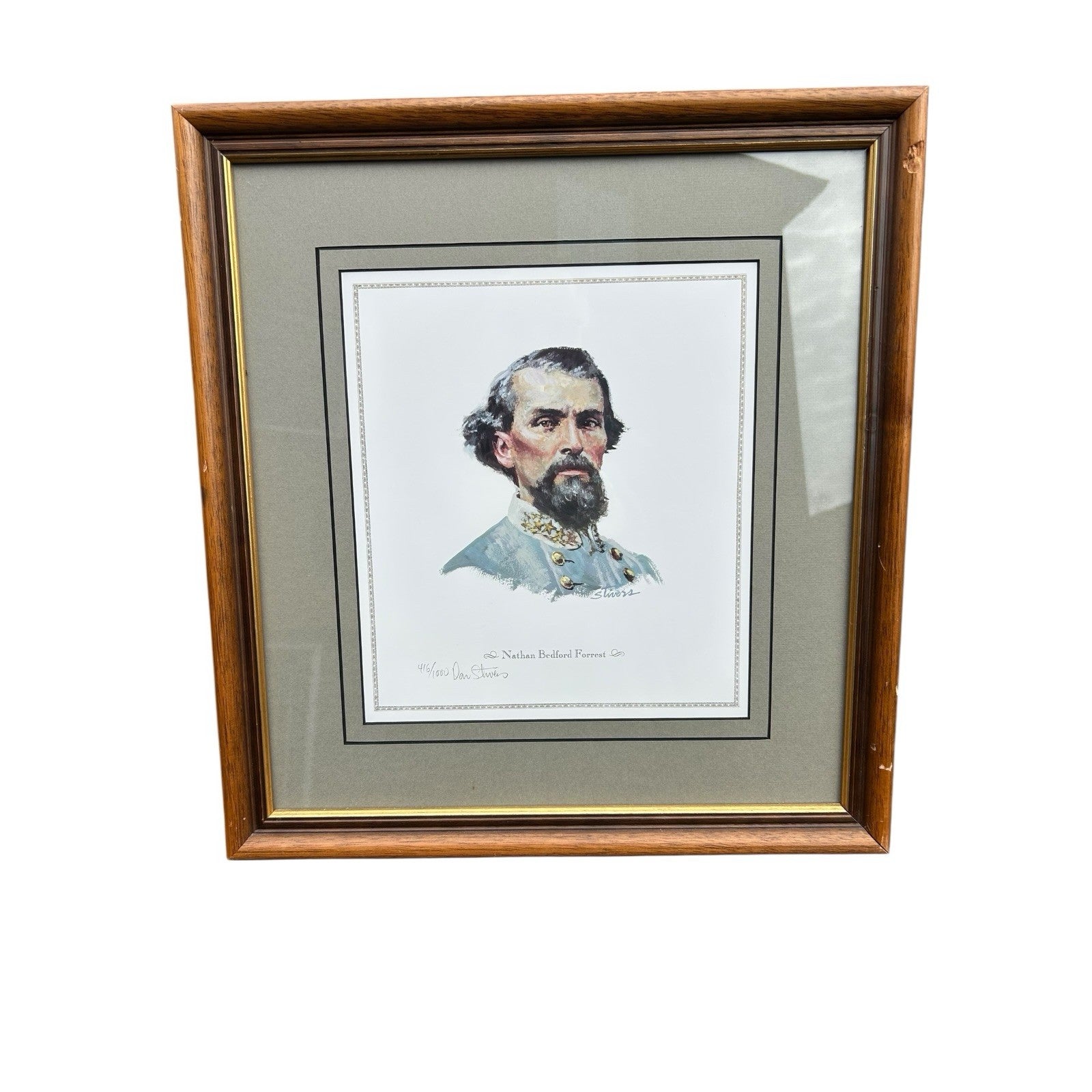 Vintage General Nathan Bedford Forest Print Double Signed Don Stivers 416/1000