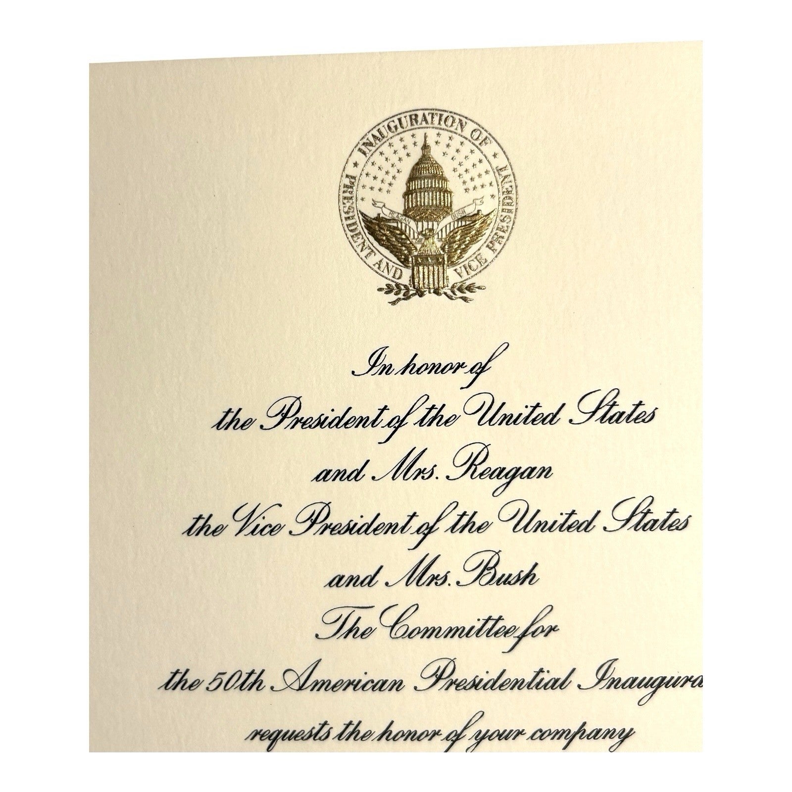 Vintage Official Authentc Ronald Reagan George Bush Inauguration Invitation 1985