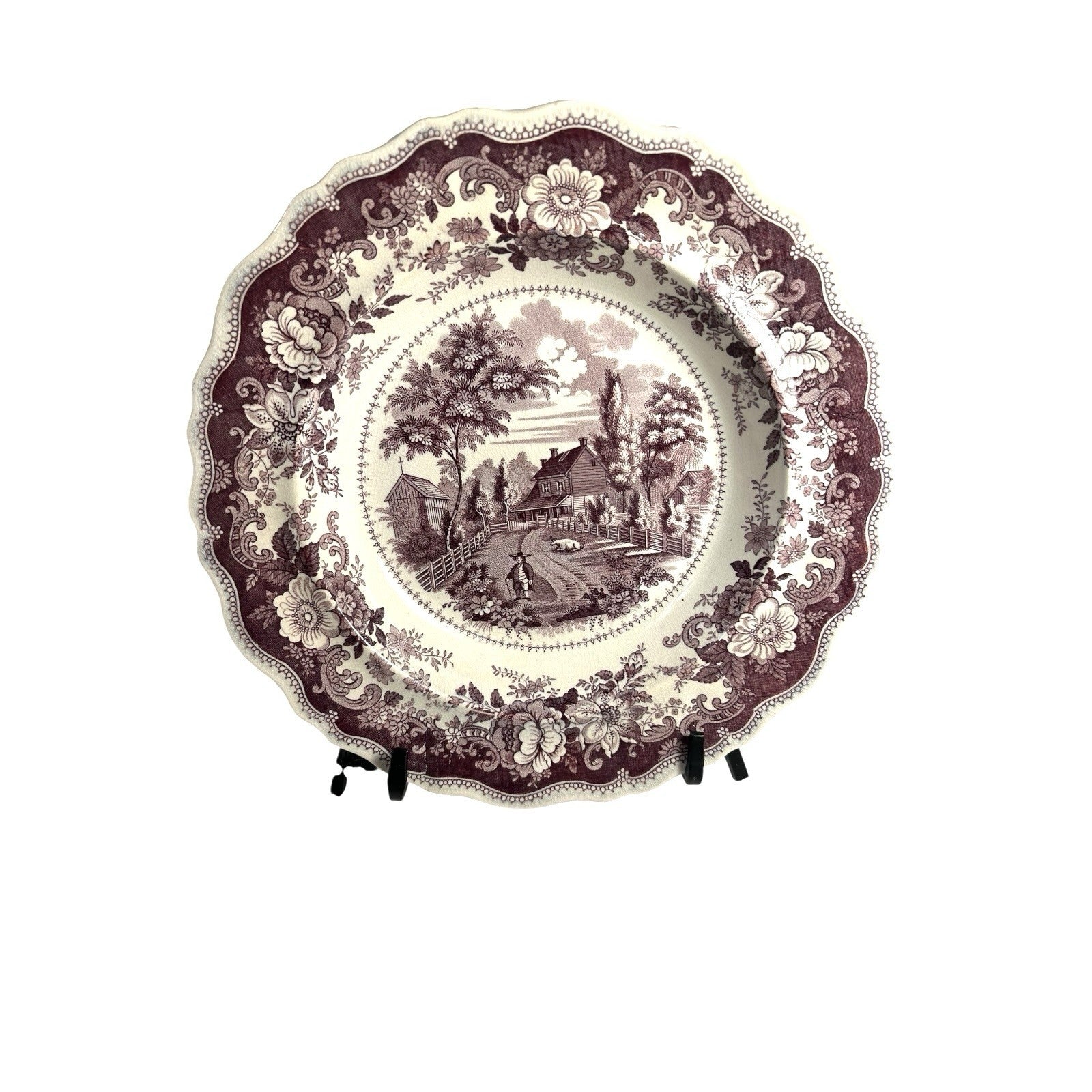 Antique Staffordshire Mulberry Transferware Bowl - Residence of Richard Jordan