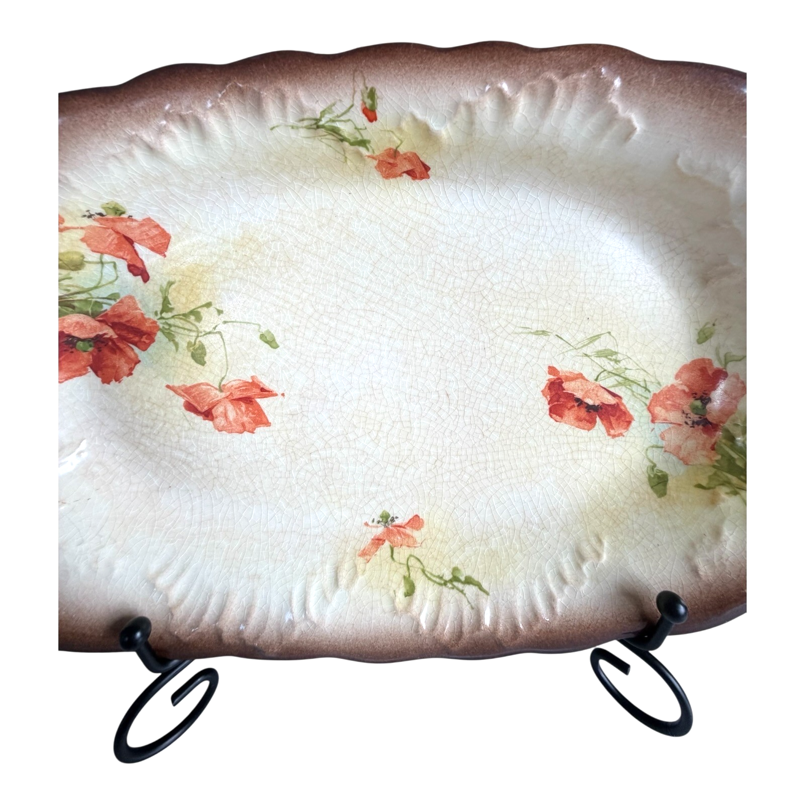 Antique Warwick China Hand Painted Poppy Oval Serving Platter