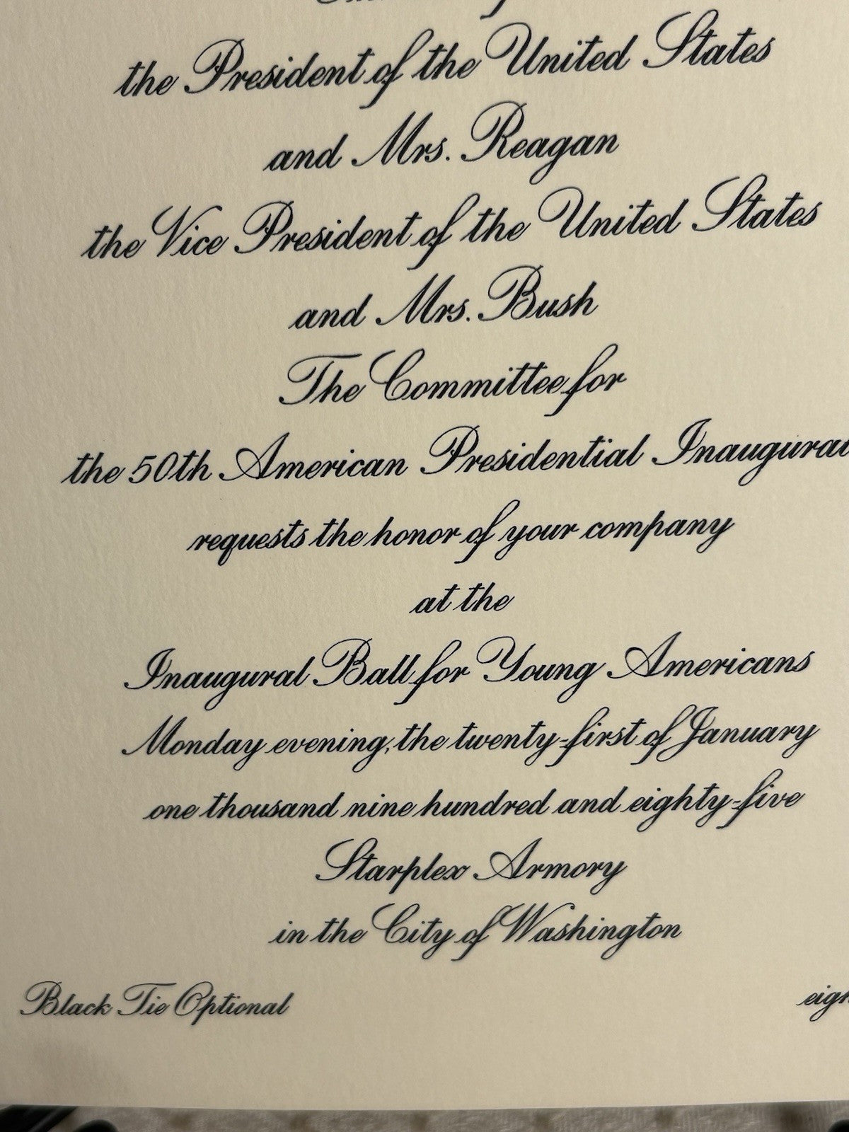 Vintage Official Authentc Ronald Reagan George Bush Inauguration Invitation 1985