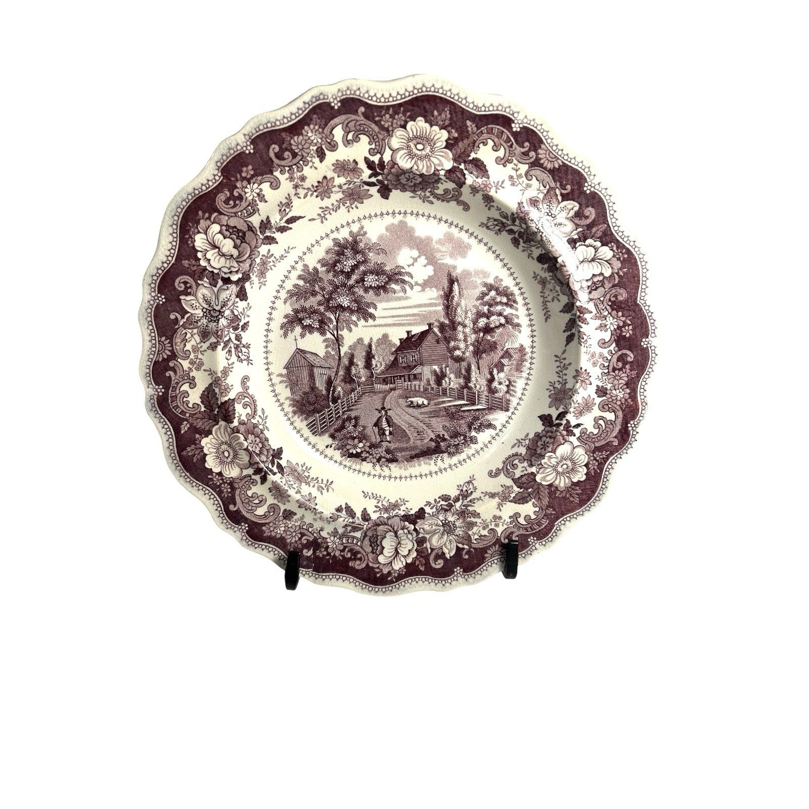 Antique Staffordshire Mulberry Transferware Bowl - Residence of Richard Jordan