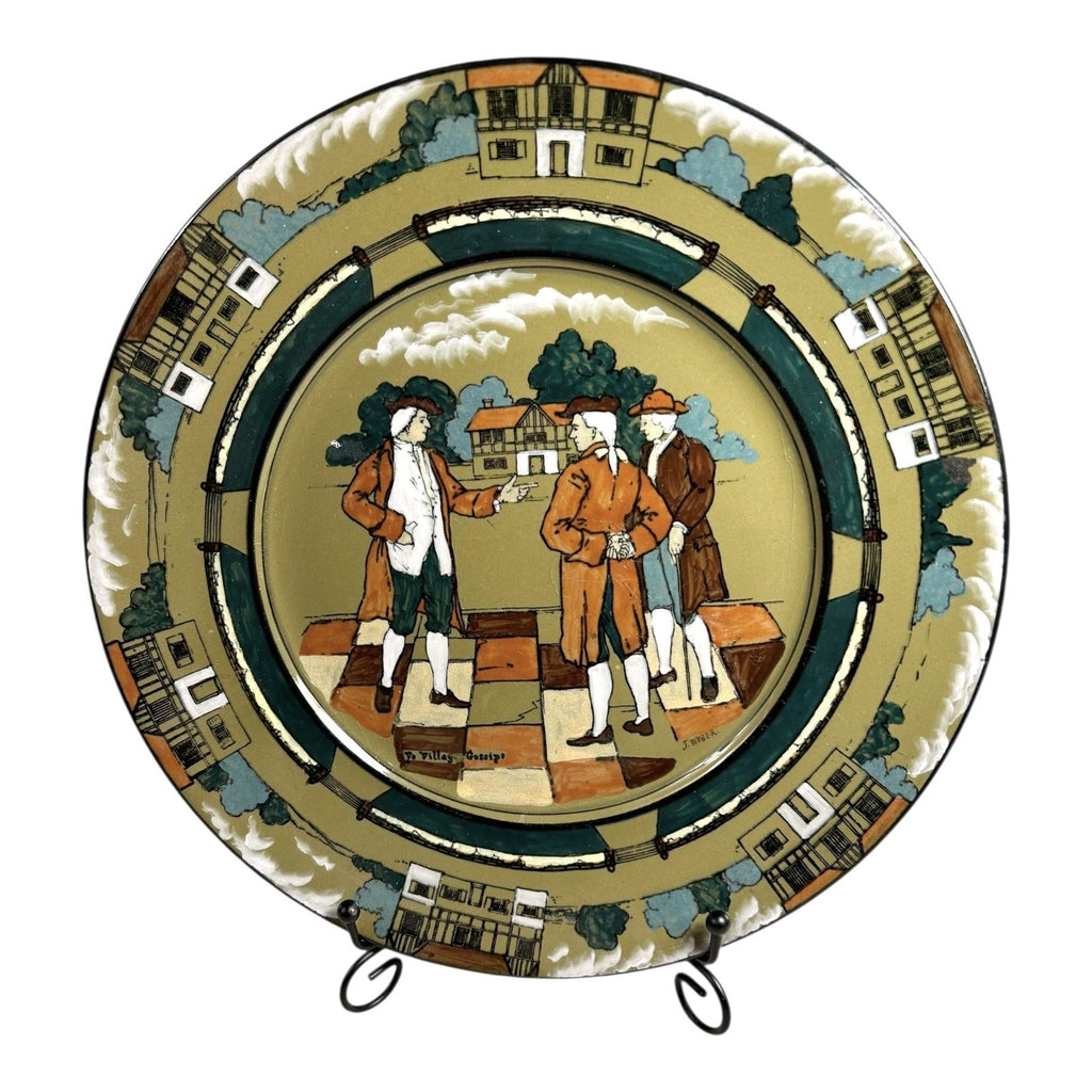 Antique Buffalo Pottery Deldare Ware Plate - Village Gossips Series