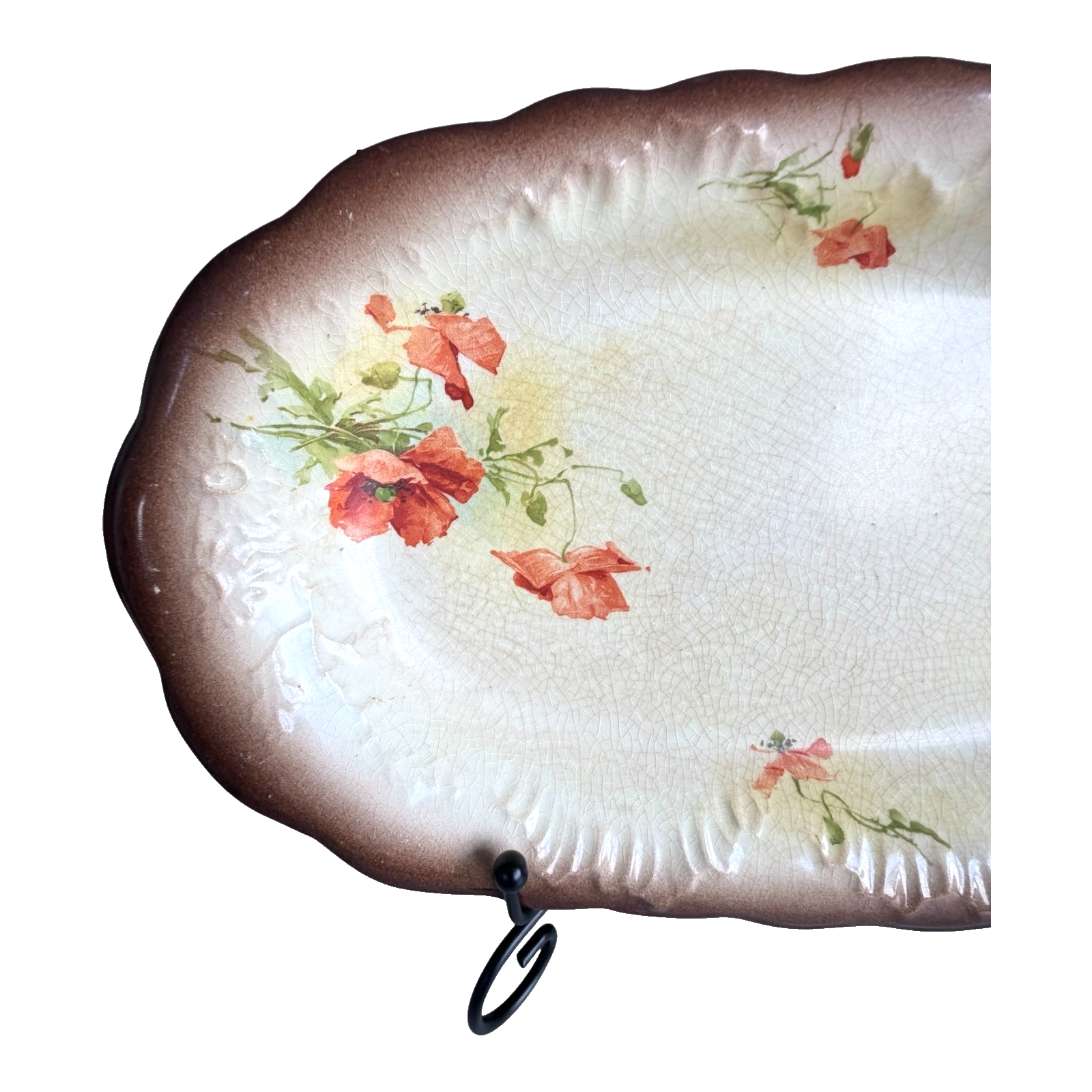 Antique Warwick China Hand Painted Poppy Oval Serving Platter