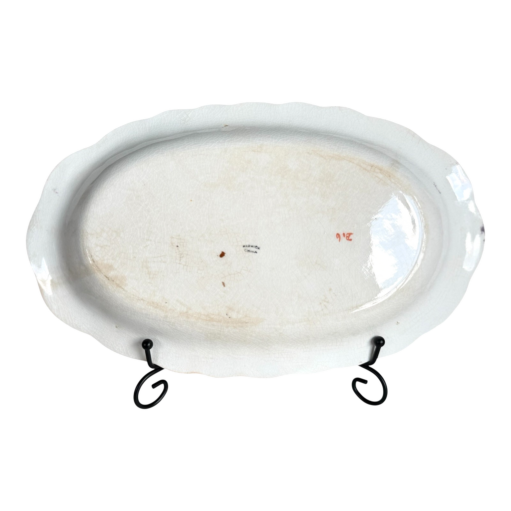 Antique Warwick China Hand Painted Poppy Oval Serving Platter