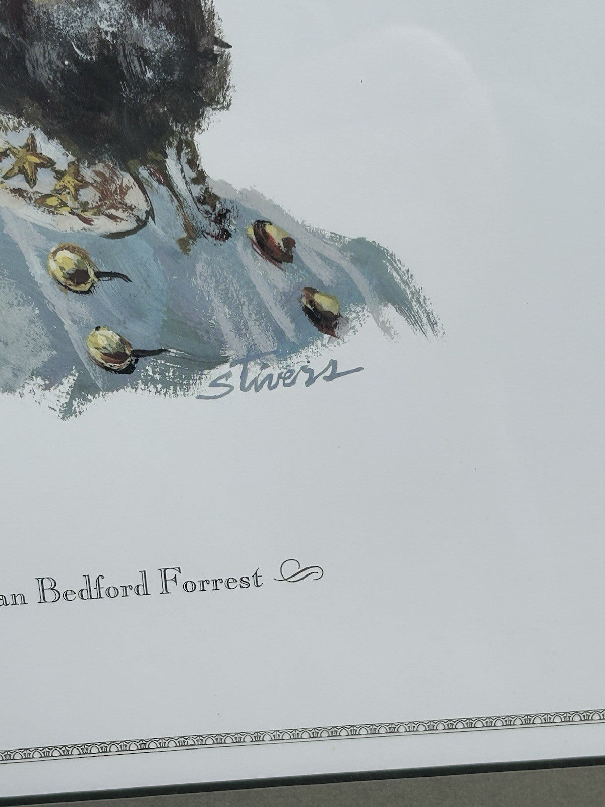 Vintage General Nathan Bedford Forest Print Double Signed Don Stivers 416/1000