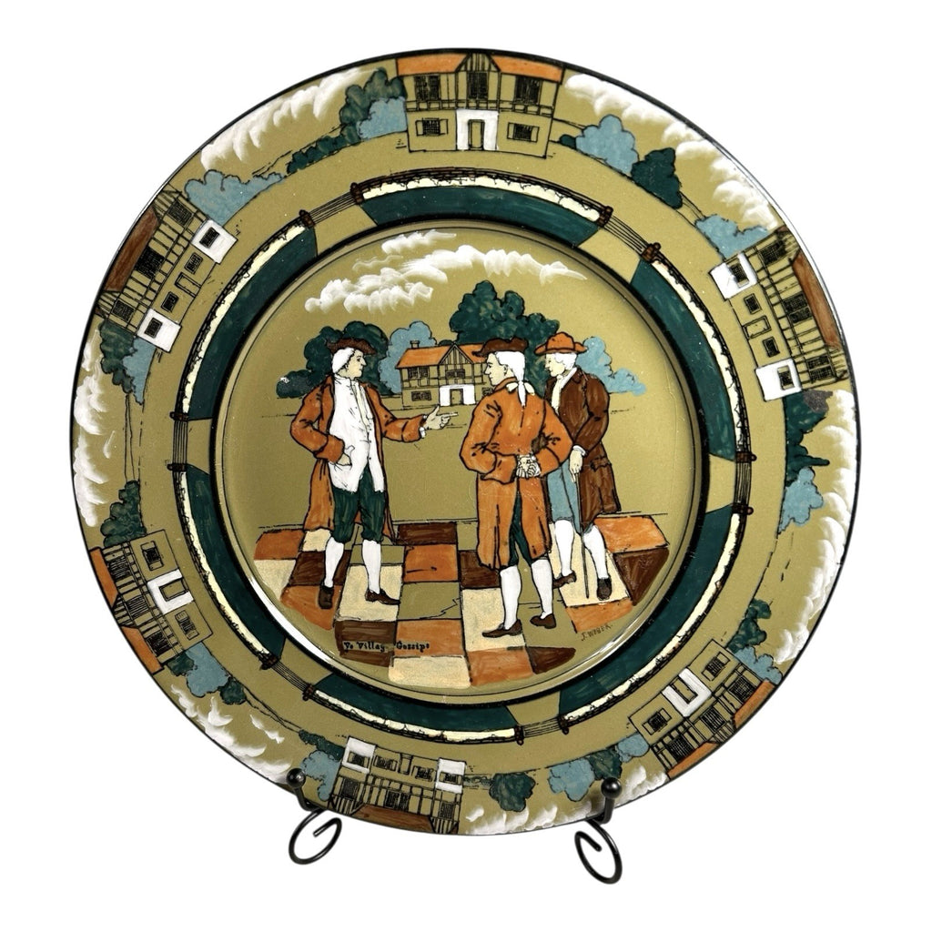 Antique Buffalo Pottery Deldare Ware Plate - Village Gossips Series