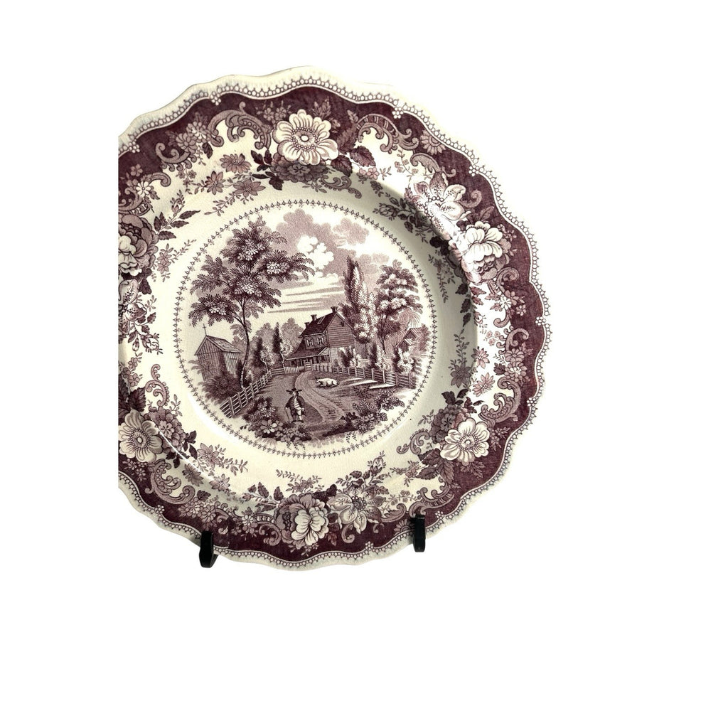 Antique Staffordshire Mulberry Transferware Bowl - Residence of Richard Jordan
