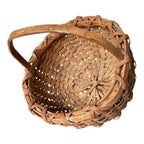 Vintage Handwoven Split Oak Buttocks Gathering Basket with Blue Accent