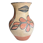 Vintage Santo Domingo Pueblo Native American Floral Pottery Vase