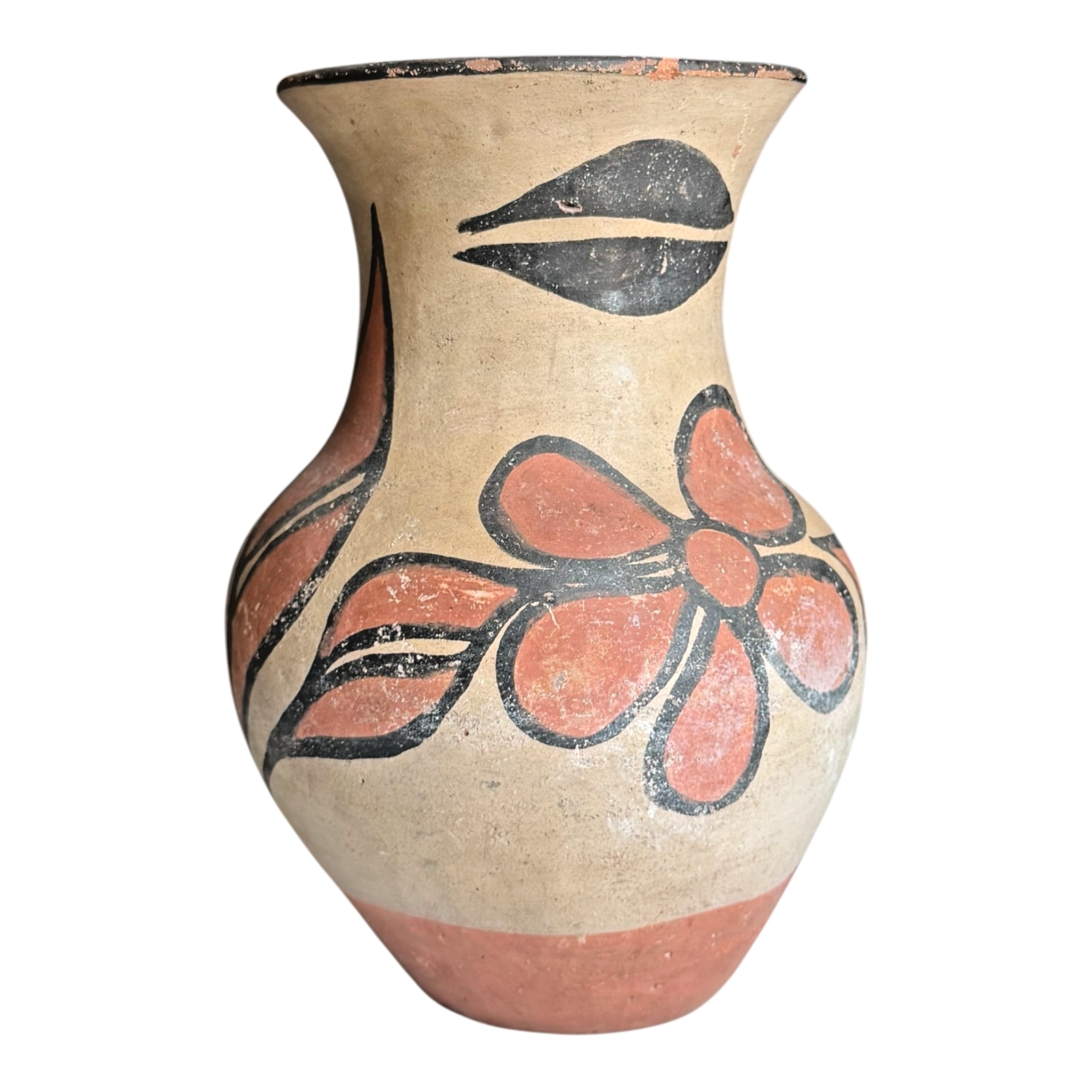 Vintage Santo Domingo Pueblo Native American Floral Pottery Vase
