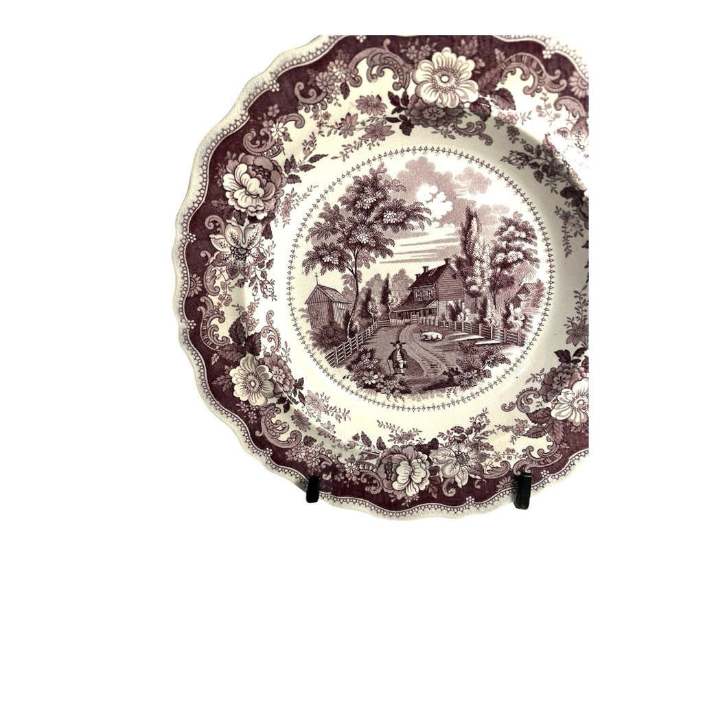 Antique Staffordshire Mulberry Transferware Bowl - Residence of Richard Jordan