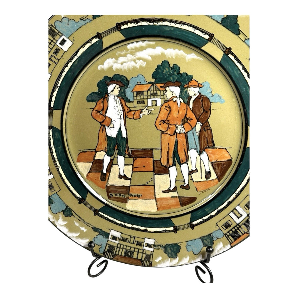 Antique Buffalo Pottery Deldare Ware Plate - Village Gossips Series