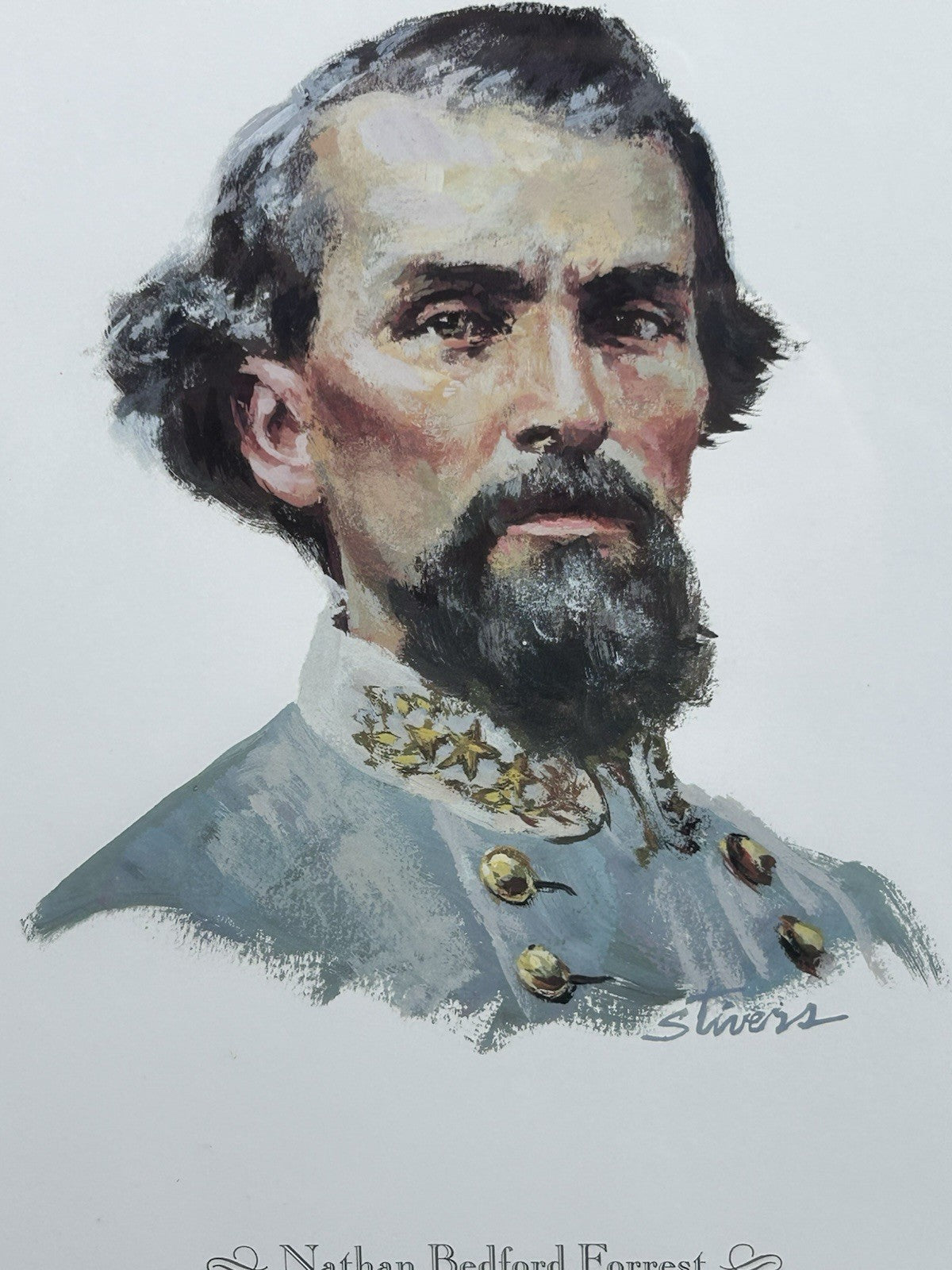 Vintage General Nathan Bedford Forest Print Double Signed Don Stivers 416/1000