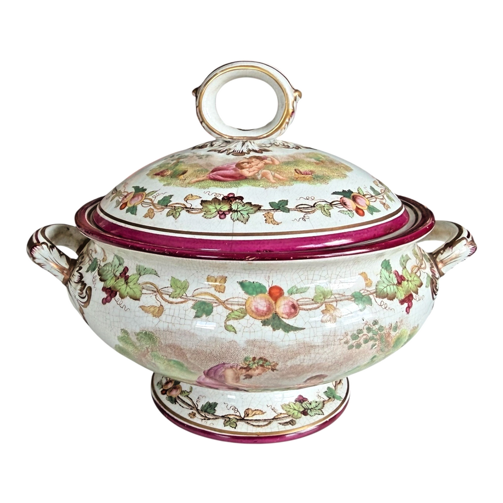 Antique Victorian Cherub Scenic Covered Tureen
