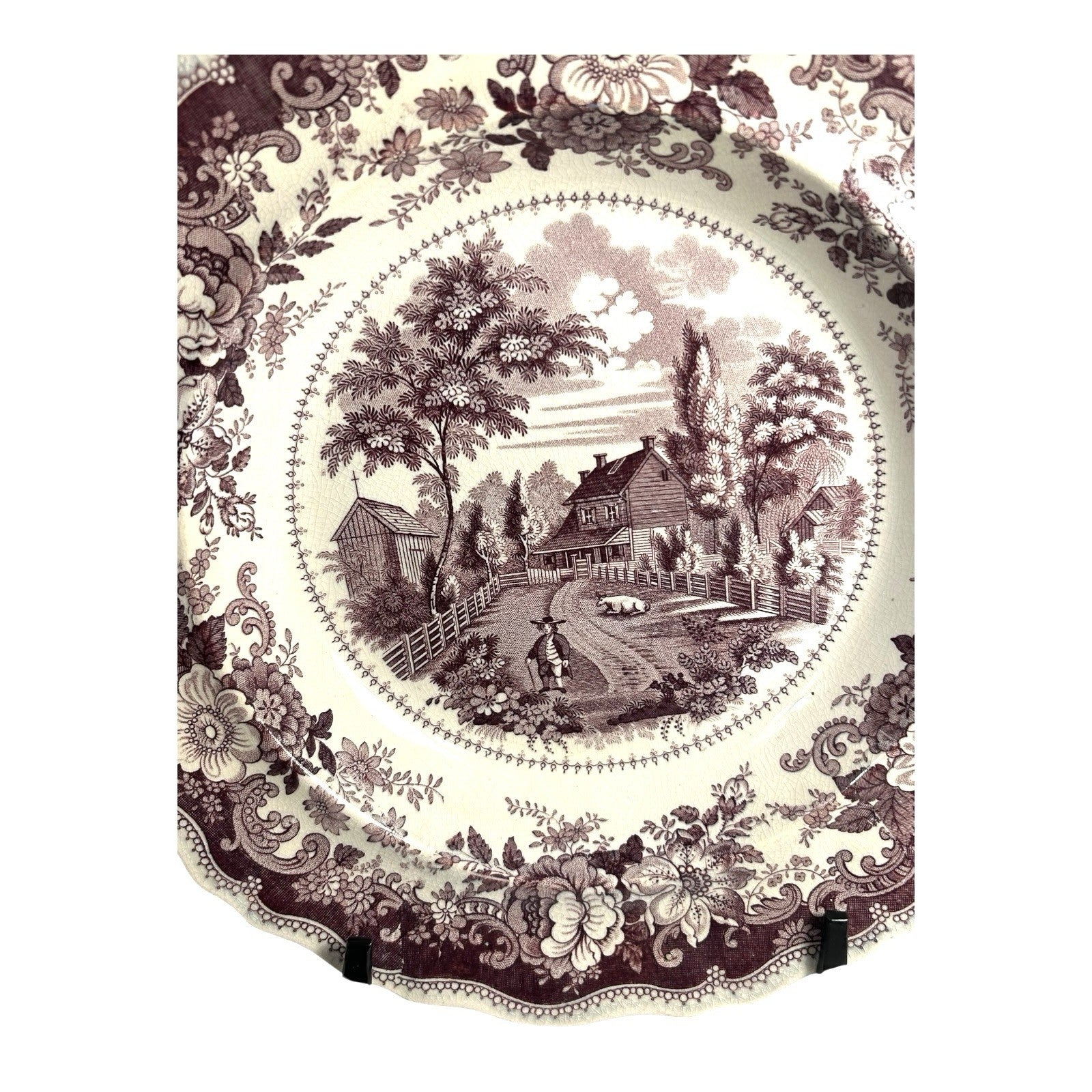 Antique Staffordshire Mulberry Transferware Bowl - Residence of Richard Jordan