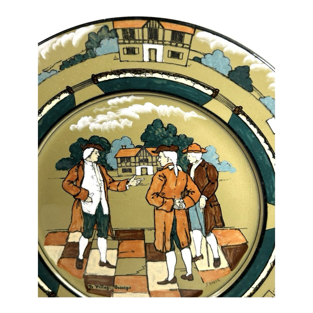 Antique Buffalo Pottery Deldare Ware Plate - Village Gossips Series