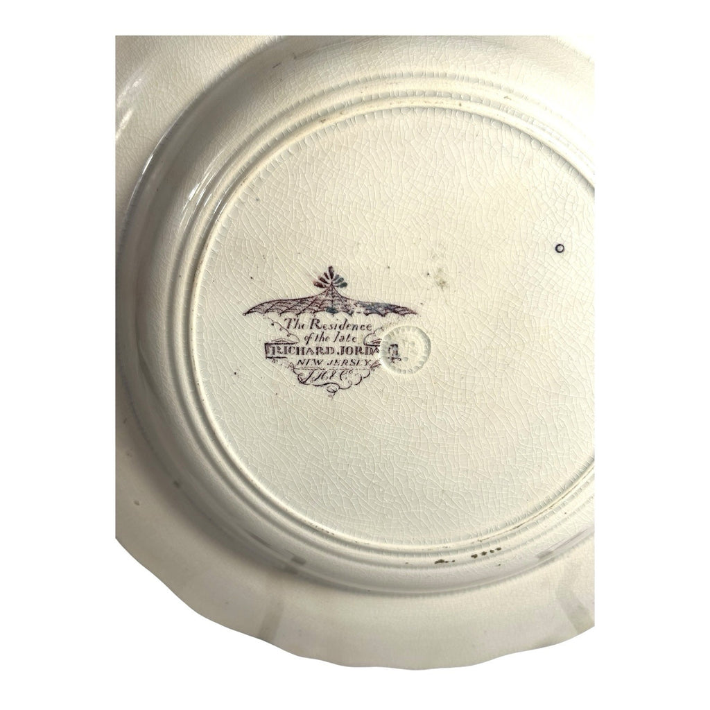 Antique Staffordshire Mulberry Transferware Bowl - Residence of Richard Jordan